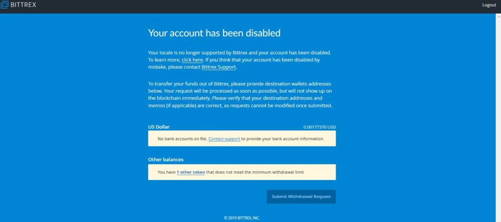 Bittrex-Disabled Account